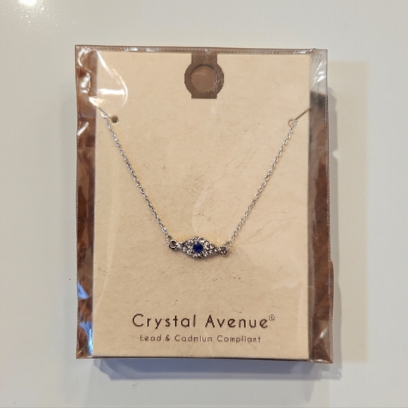 Crystal Avenue Jewelry - Evil Eye Necklace with Blue Accent